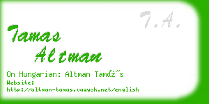 tamas altman business card